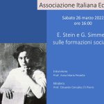 Incontro 26 Marzo 2022 – E. Stein e G. Simmel: sulle formazioni sociali