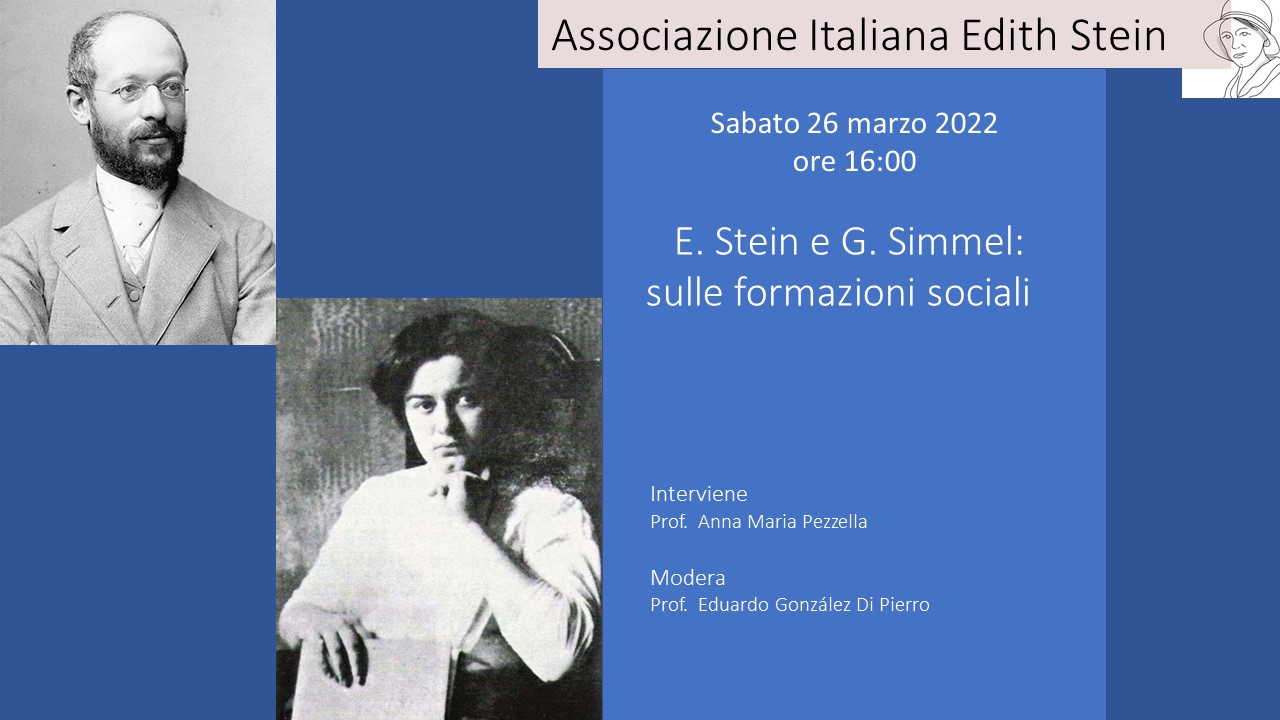 Incontro 26 Marzo 2020 – E. Stein e G. Simmel: sulle formazioni sociali