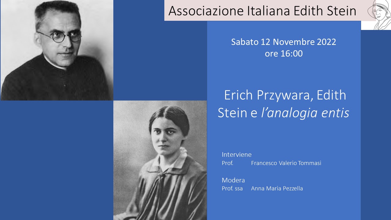 Incontro 12 Novembre 2022 – Erich Przywara, Edith Stein e l’analogia entis